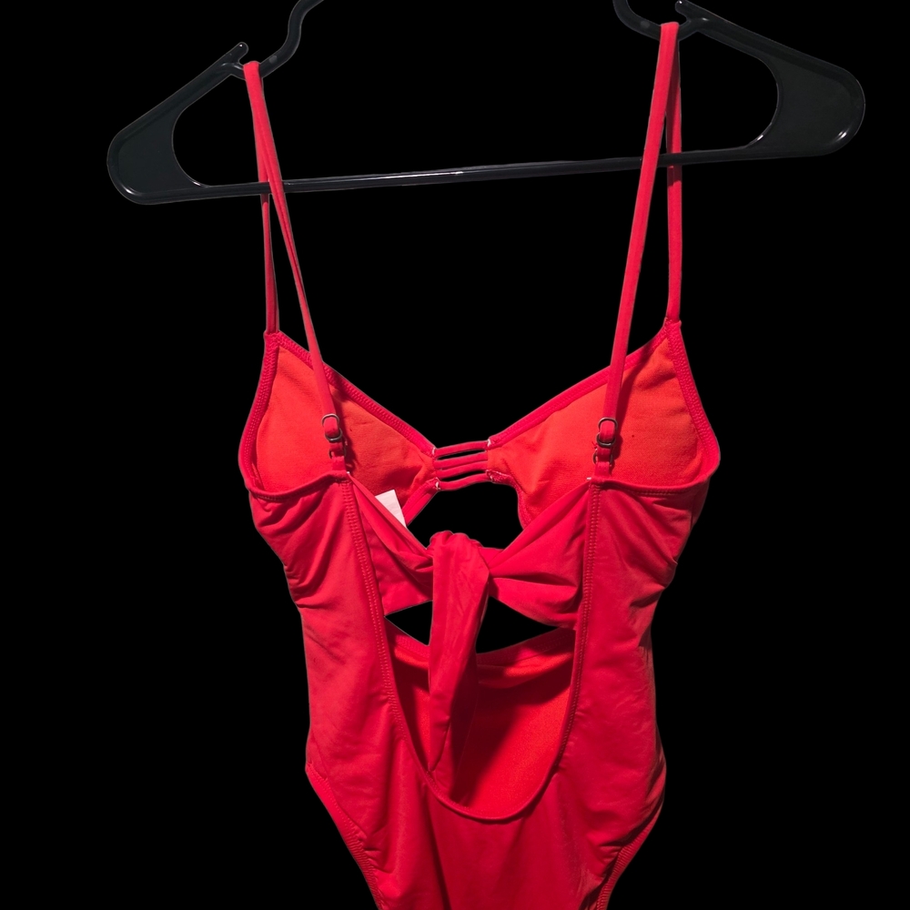 Hobie Bright Orange Strappy Cutout One-Piece Swimsuit - Picture 2 of 5
